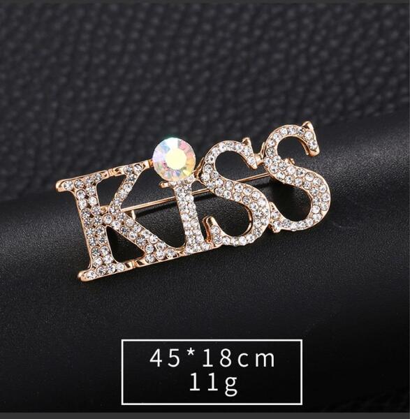 KISS ブローチ ゴールド クリスタル キルトピン ストールピン 安全ピン