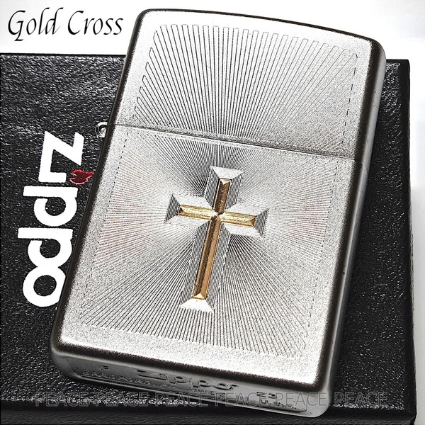 ZIPPO ライター ラジアルカット ゴールドクロス シルバーダスト ジッポー