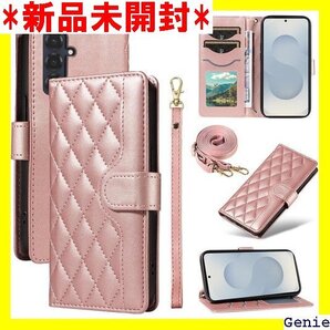 For Samsung Galaxy S25/S24 機能 耐衝撃 携帯カバー ストラップ付き ローズゴールド 74