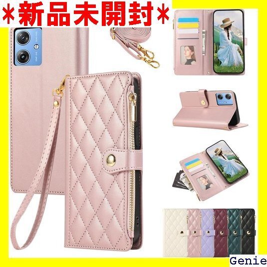 For Moto G64 5G G64y 5G ケース ルスター財布携帯 ホルダ 耐衝撃 カバー ケース ピンク 27