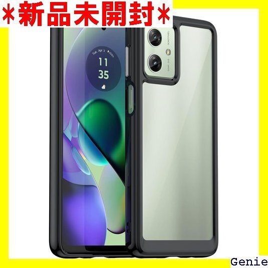 FINON MOTO G64y 5G ケース MOTO ケース 指紋認証可能モデル 耐衝撃 シンプル ブラック 34