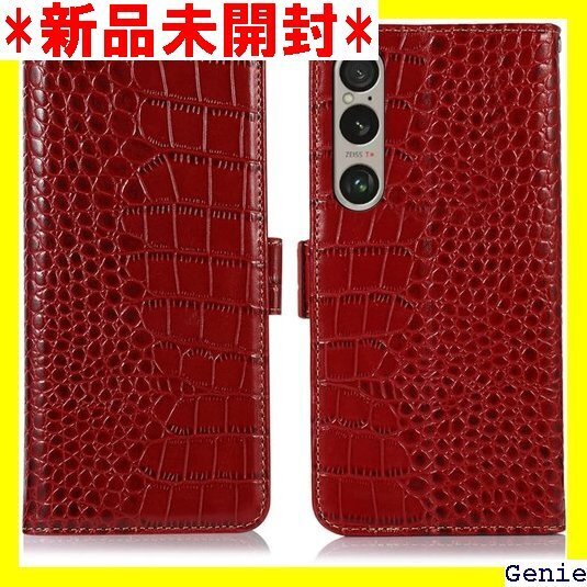 Xperia 1 VI ケース 手帳型 本革 ワニ柄 機能 便利 財布型携帯 スマホケース レッド Rureu 16