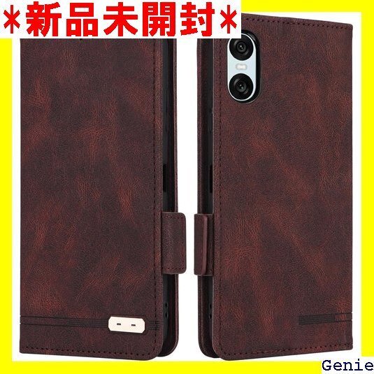 Xperia 10 VI ケース 手帳型 ストラップ ト ケース 携帯ケース つや消し レトロ ダークブラウン 35