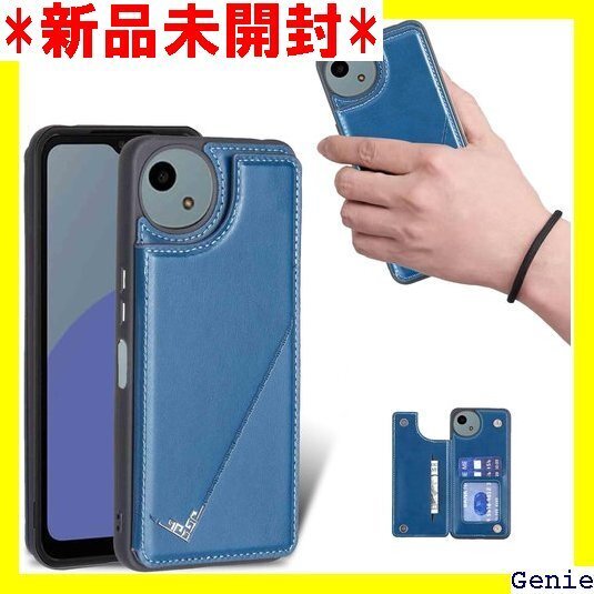 for Aquos Wish 4 SH-52E ケース 能財布収納付き、PUレザー、TPUソフトインナー ブルー 135