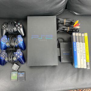 SONY ソニー PlayStation2 プレイステーション2 ブラック コントローラーマルチタップ ソフト5本