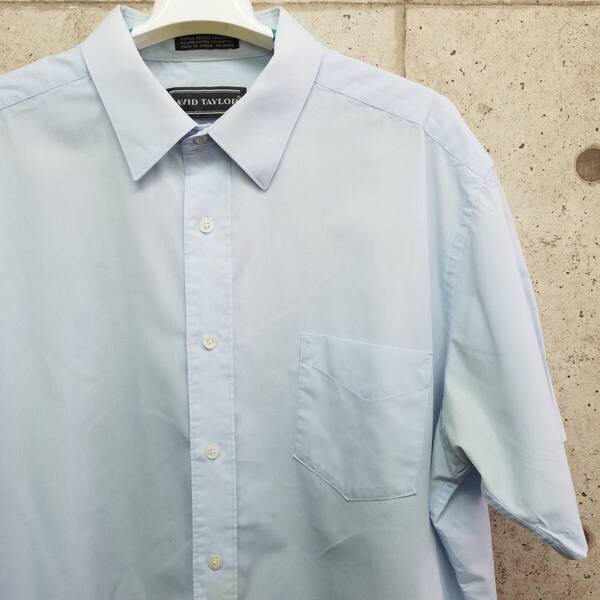 中古 アメリカ古着 DAVID TAYLOR デヴィットテイラー 半袖シャツ メンズ XLサイズ相当 2L LL 水色 ライトブルー カジュアル おしゃれ