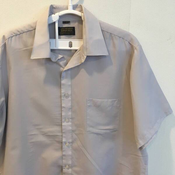 中古 アメリカ古着 VAN HEUSEN ヴァンヒューゼン 半袖シャツ メンズ XLサイズ相当 2L LL 薄紫 カジュアル おしゃれ 送料無料