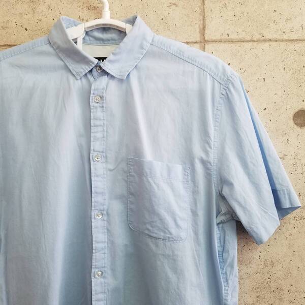 中古 アメリカ古着 H&M エイチアンドエム 半袖シャツ メンズ Mサイズ 青 ブルー カジュアル おしゃれ 送料無料