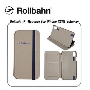 Rollbahn ロルバーン flapcase for iPhone X iPhone XS ashgray 手帳型 カードポケット×2、スタンド機能