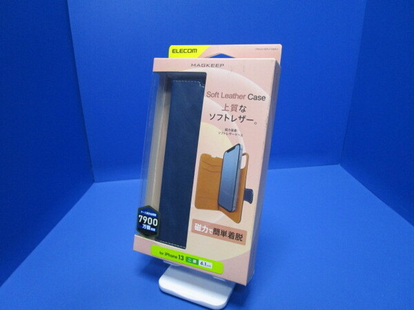 エレコム iPhone 13 / iPhone 14 2眼 PUレザーフラップ 着脱可能 MAGKEEP ネイビー PM-A21BPLFYMNV