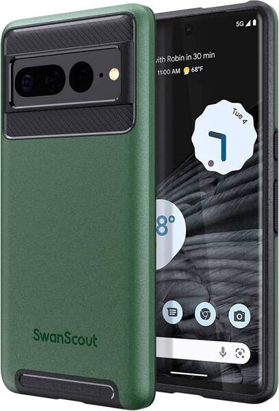 SwanScout Google Pixel 7 Pro対応 耐衝撃ケース 保護カバー、PC+TPU 二重構造 ワイヤレス充電可能 薄型 衝撃吸収 落下防止 グリーン @