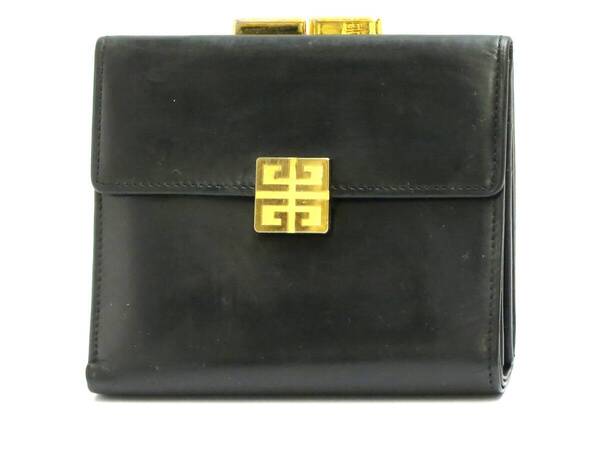 ジバンシイ コンパクト二つ折り財布 がま口コインケース ブラック系 GIVENCHY 18700006