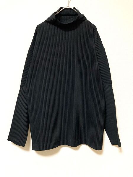 オムプリッセ イッセイミヤケ HOMME PLISSE issey miyake プリーツハイネック ロンT 長袖 メンズ ブラック 3