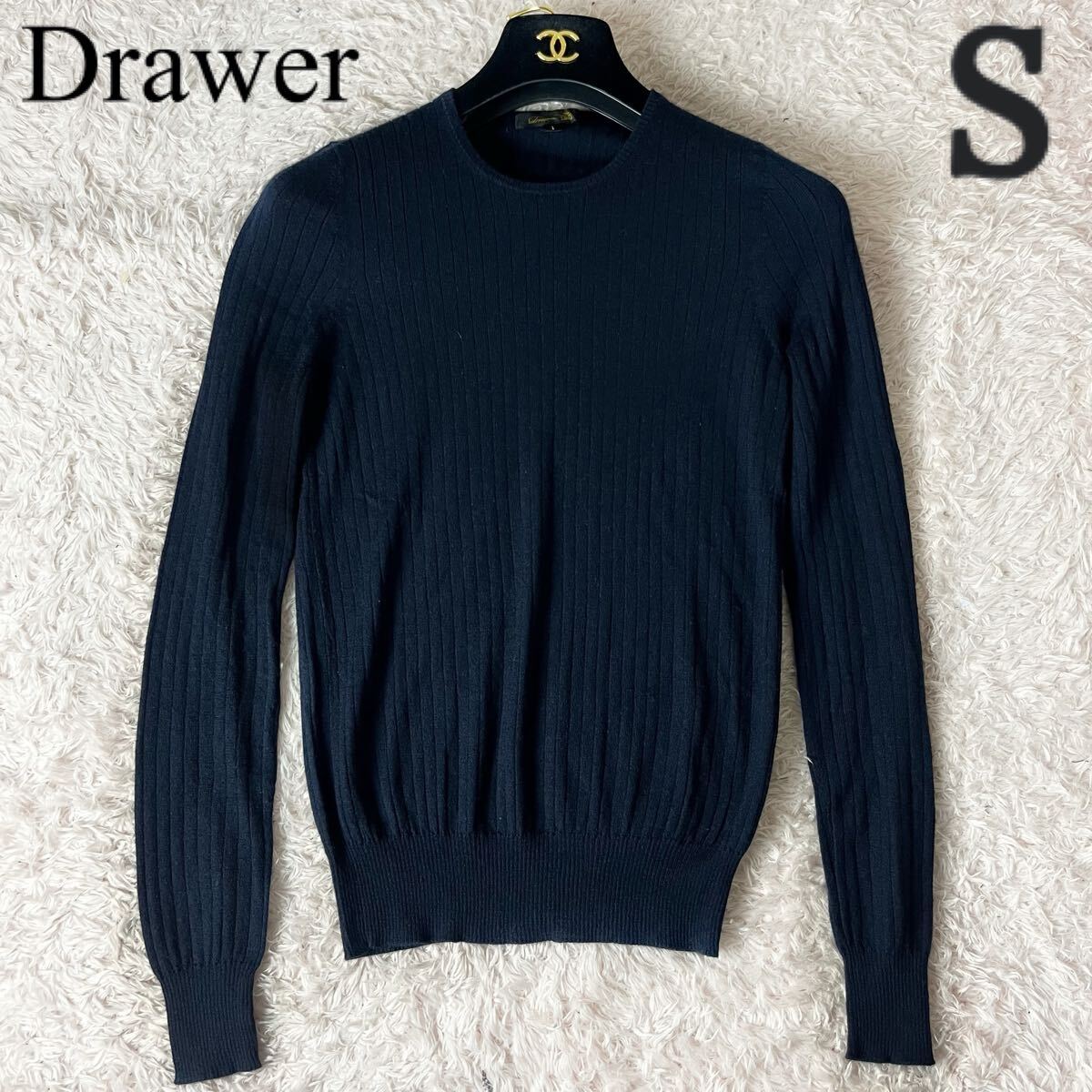 Drawer - ドゥロワー💕カシミヤシルク18Gリブニット グレーの