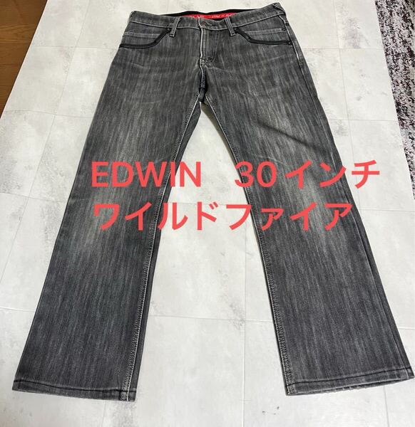 EDWIN エドウィン 秋冬 EGF503 WILD FIRE 加工 裏起毛 防風 防寒 デニム パンツ ジーンズ 30インチ メンズ 日本製 黒 ブラック