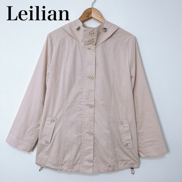 ■ Leilian レリアン ORIGINARU 羽織物 ジャケット 無地 薄ピンク サイズ 17+ 4L レディース 綿 コットン