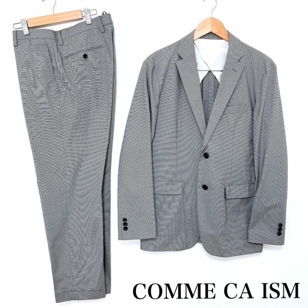 ■ COMME CA ISM コムサイズム パンツスーツ 2点セット 柄 サイズ L 綿 コットン 白 ホワイト 黒 ブラック 灰 グレー メンズ