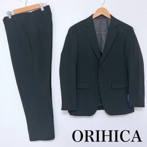 ■ ORIHICA オリヒカ パンツ スーツ 2点セット フォーマル ストライプ 黒 ブラック 94AB4 メンズ