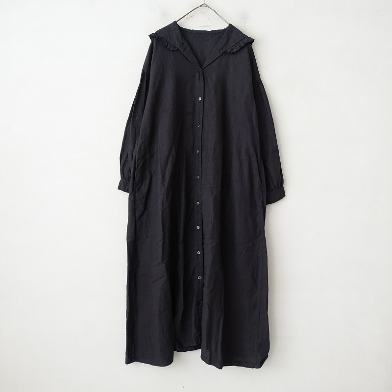 美品⁂ネストローブ⁂ロングワンピース　ハーフボタン　コットンリネン　フレア　黒 楽天市場】//【2022AW】ネストローブ nest Robe リネンギャザー