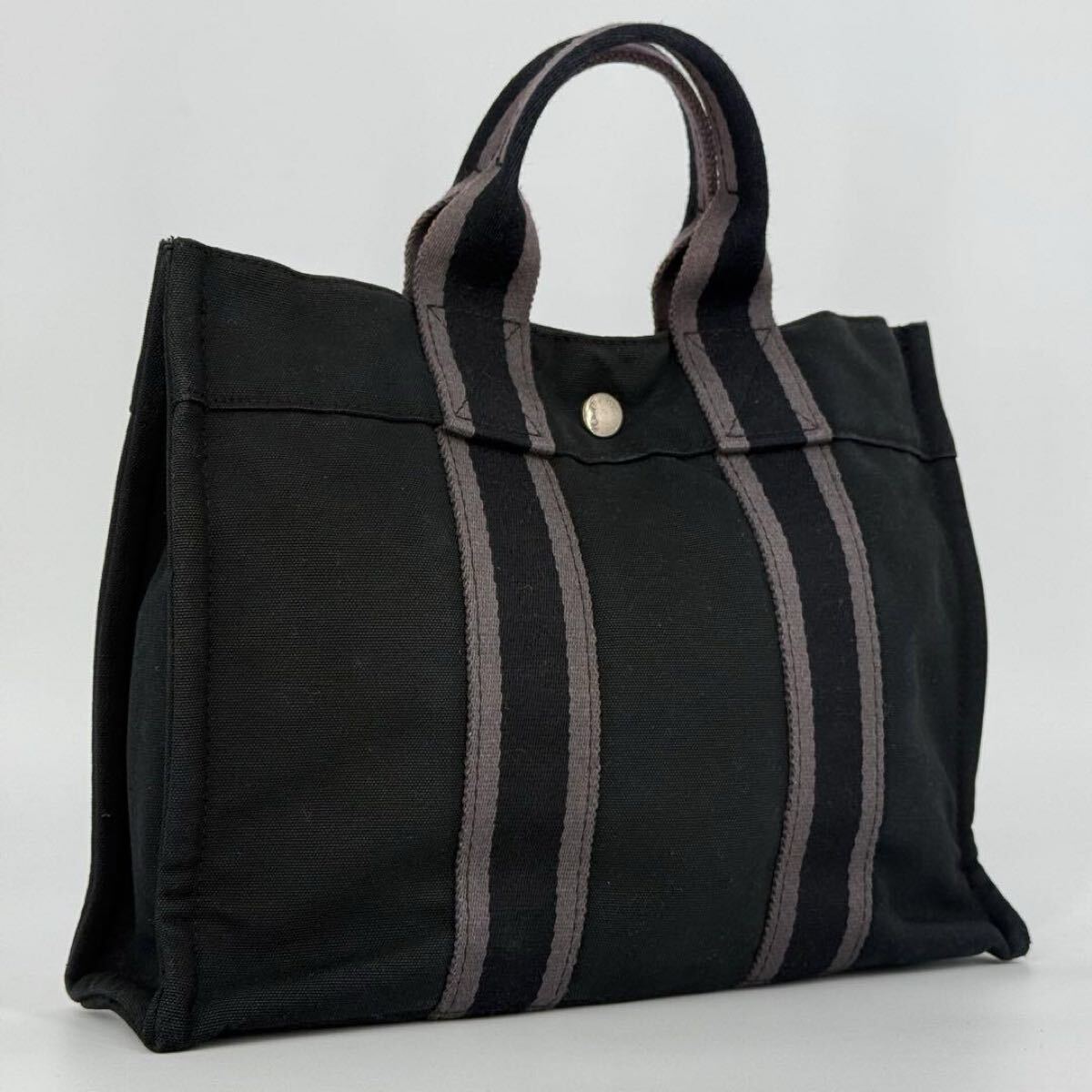 HERMES(エルメス) / トートバッグ/キャンバス/BLK/無地