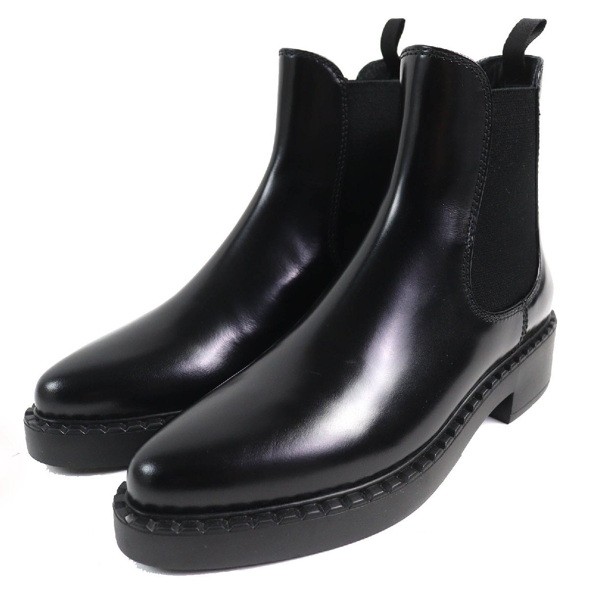 極美品☆PRADA・レザー エンボスロゴサイドゴアショートブーツ