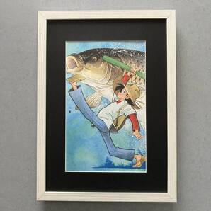 ●額装品 矢口孝雄 釣りキチ三平 貴重イラスト A4サイズ額入り ポスター風 アートフレーム 送料無料 G71