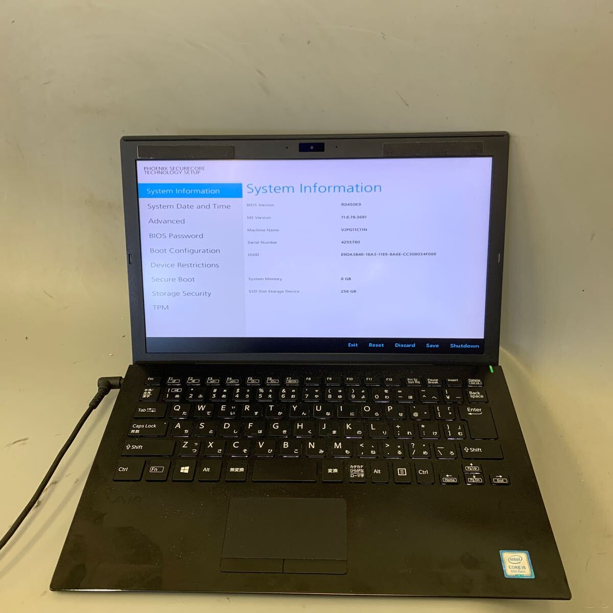 JK6766 SONY VJPG11C11N/Core i5-8th/ память :8GB/SSD:256/BIOS проверка только / белый s порт 