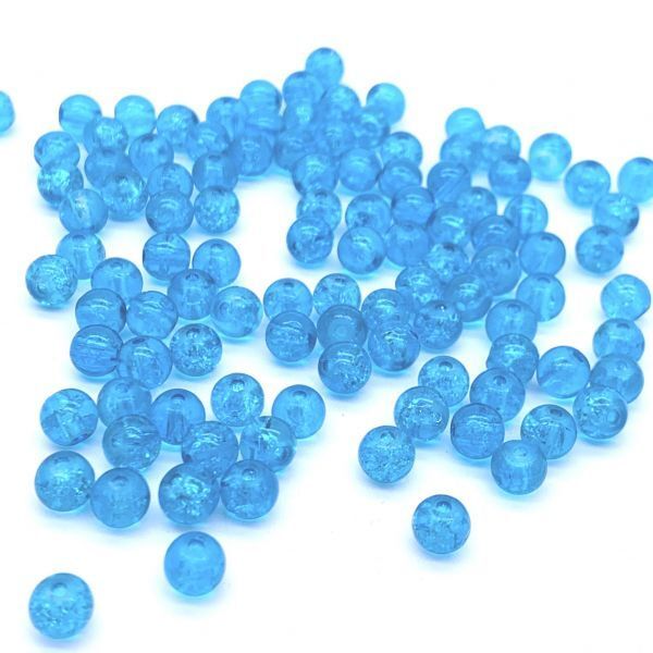 ハンドメイド クラフト パーツ クラックビーズ 6mm 約100個 ライトブルー
