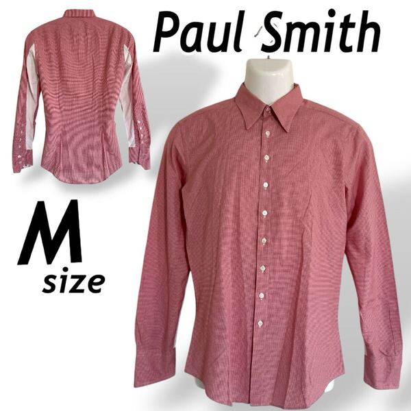 Paul Smith ポールスミス メンズ 長曽シャツ M 綿 コットン 173288 COL 555 日本製 ギンガムチェック レッド系 (D049)★