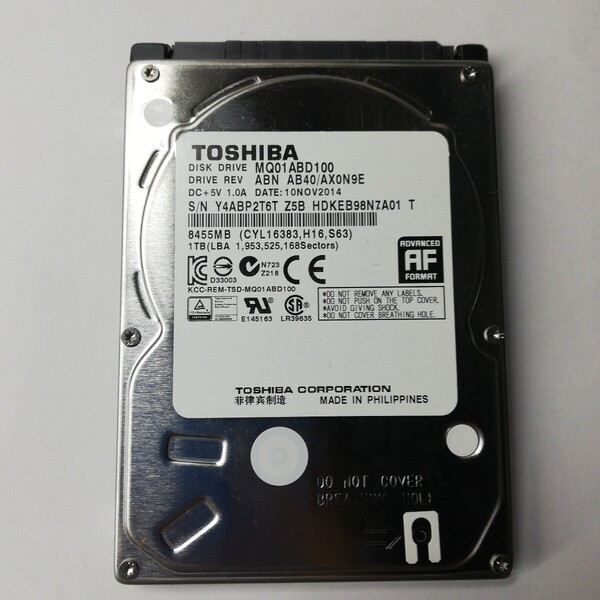 ★送料無料★TOSHIBA 1TB 2.5 SATA HDD 正常品 Y28