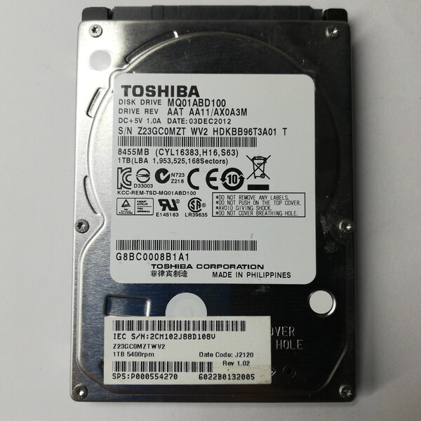 ★送料無料★TOSHIBA 1TB 2.5 SATA HDD 正常品 Y41