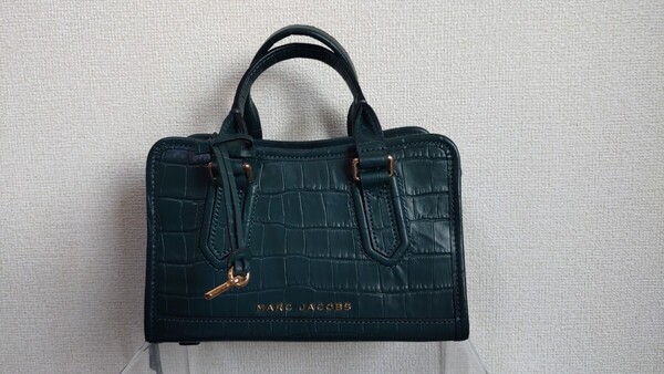 MARC JACOBS ミニ クルーザー サッチェル 2way ショルダーバッグ クロコ調 型押しレザー ハンドバッグ グリーン