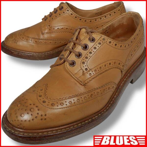 即決★英国製 Tricker’s★25.5cm バートン レザー シューズ トリッカーズ メンズ 7 キャメル 本革 革靴 ウィングチップ メダリオン