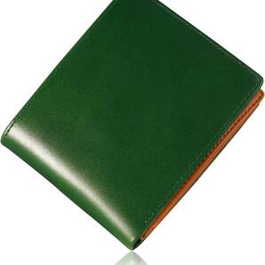 財布 メンズ 2つ折り 栃木レザー 本革 大容量 カード16枚収納 二つ折り メンズ財布 折り財布 一流の革職人が作る 箱入り グリーン