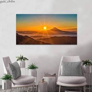 絵画 富士山 30×60cm Fuji02 アートパネル ポスター 風景画 木枠 キャンバス 自然 インテリア 風水 開運 太陽 夕日