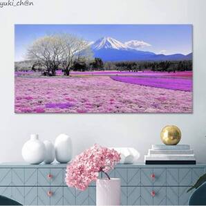 絵画 富士山 50×100cm Fuji03 アートパネル ポスター 風景画 木枠 キャンバス 自然 インテリア 風水 開運 山 桜