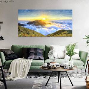 絵画 森林 50×100cm 森風景02 アートパネル ポスター 装飾画 木枠 キャンバス 自然 インテリア 風水 開運 緑 山 空