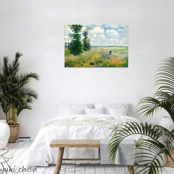 モネ アートパネル 油絵 絵画 複製画 風景画 飾り絵 50x75cm ポピー畑 印象派 壁掛け インテリア アート プレゼント