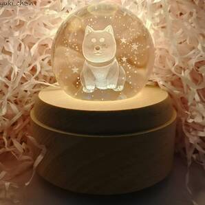 オルゴール 犬 君をのせて 間接照明 ベッドサイドランプ 回転クリスタルボール 木製台座 LED ルームライト USB充電 プレゼント