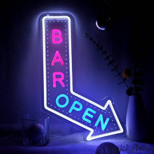 barオープンネオンサイン 店内装飾 ネオン看板bar オープン看板BAR LEDネオン看板 ネオンライト USB給電 クラブ 約42×27cm