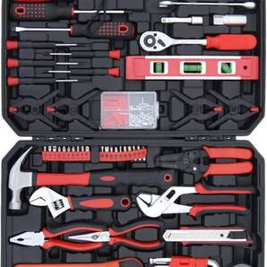 工具セット 237点組 ホームツールセット 家具の組立 便利 収納ケース付き 修理道具セット 初心者も向け 自動車バイク整備 レッド