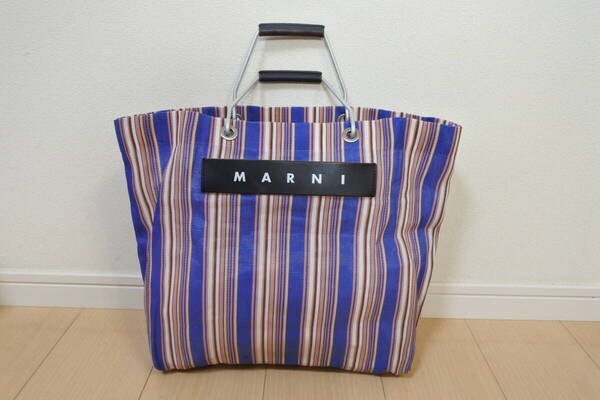 ☆美品☆MARNI マル二 フラワーカフェ ストライプ トートバッグ☆