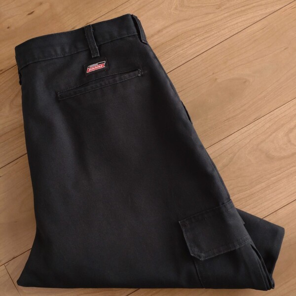 Dickies カーゴパンツ/チノ/黒/古着/実寸W38L31【D1268】