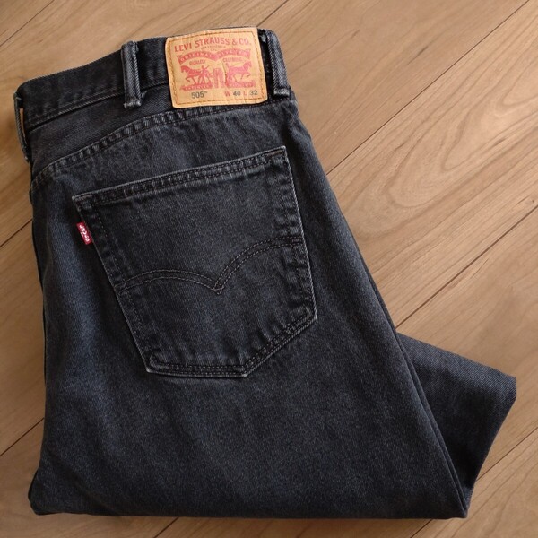 Levi's 505ブラックジーンズ/デニム/REGULAR FIT/古着/実寸W39L30【L4522】