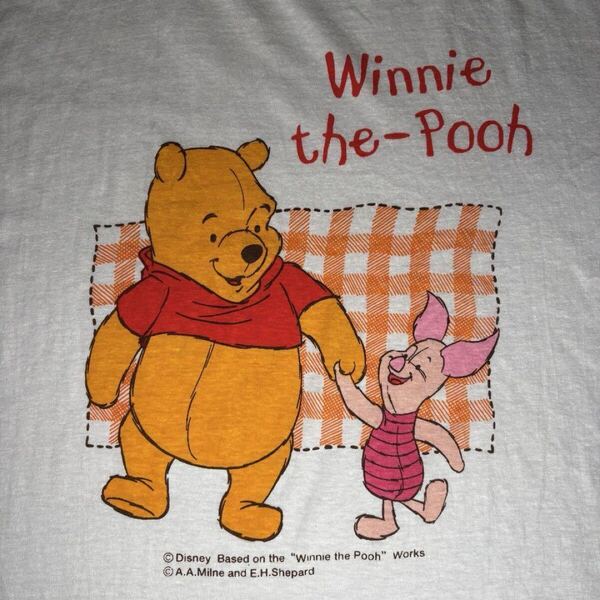 OLD Disney Tシャツ プーさん ピグレット コピーライト プリント 希少 ディズニー オールド ヴィンテージ 90s ホワイト XL
