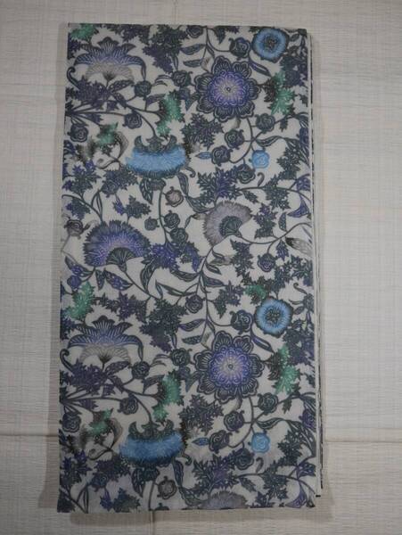 未仕立て新品 東京染江戸紅型袋帯 唐花模様 生成り地色 全通 オールシーズン紗織り生地 正絹 お仕立て代込み 送料無料