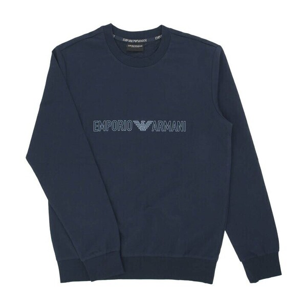 EMPORIO ARMANI エンポリオ アルマーニ スウェットシャツ ALL OVER LOGO TERRY 長袖 トレーナー メンズ 54045665 ネイビー M