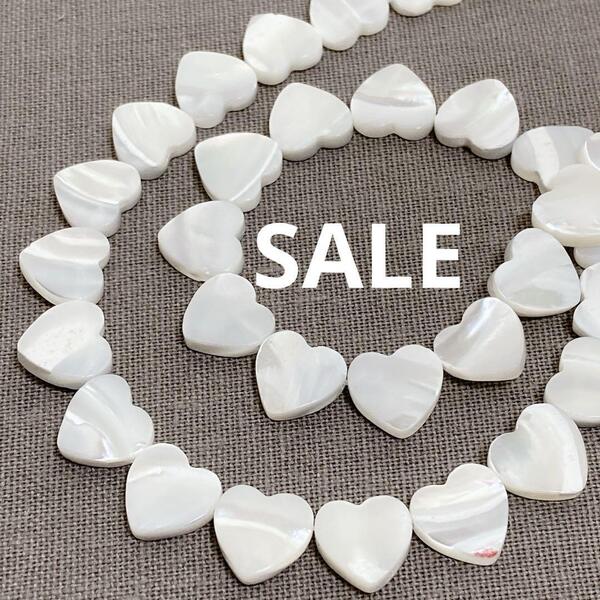 hs337/SALE!シェルマザーオブパール ツヤ ハート形 1連
