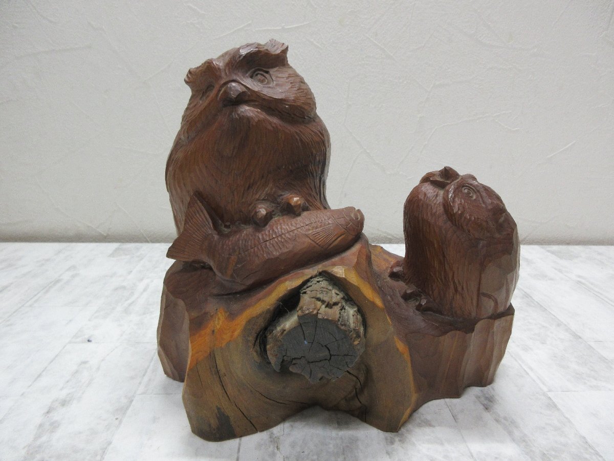 希少 幸人作 蝦夷シマフクロウ 【希望】 30cm 大型木彫 アート彫刻 希少 幸人作 蝦夷シマフクロウ 【希望】 30cm 大型木彫 アート