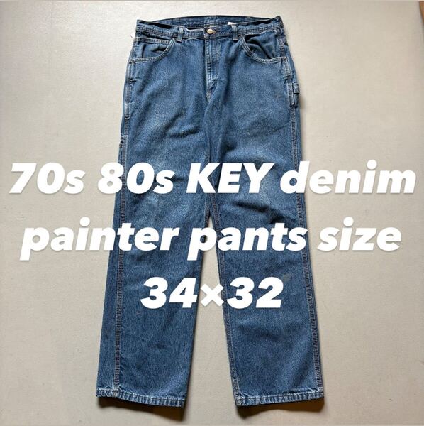 70s 80s KEY denim painter pants size 34×32 キー デニム ペインターパンツ